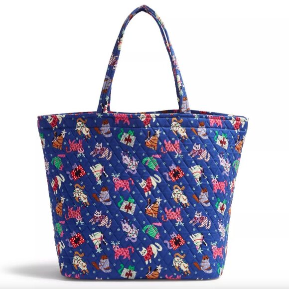 Vera Bradley Kitty Cat HUGE TOTE Essential Grand Tote in Catnip Christmas NWT - Picture 1 of 4